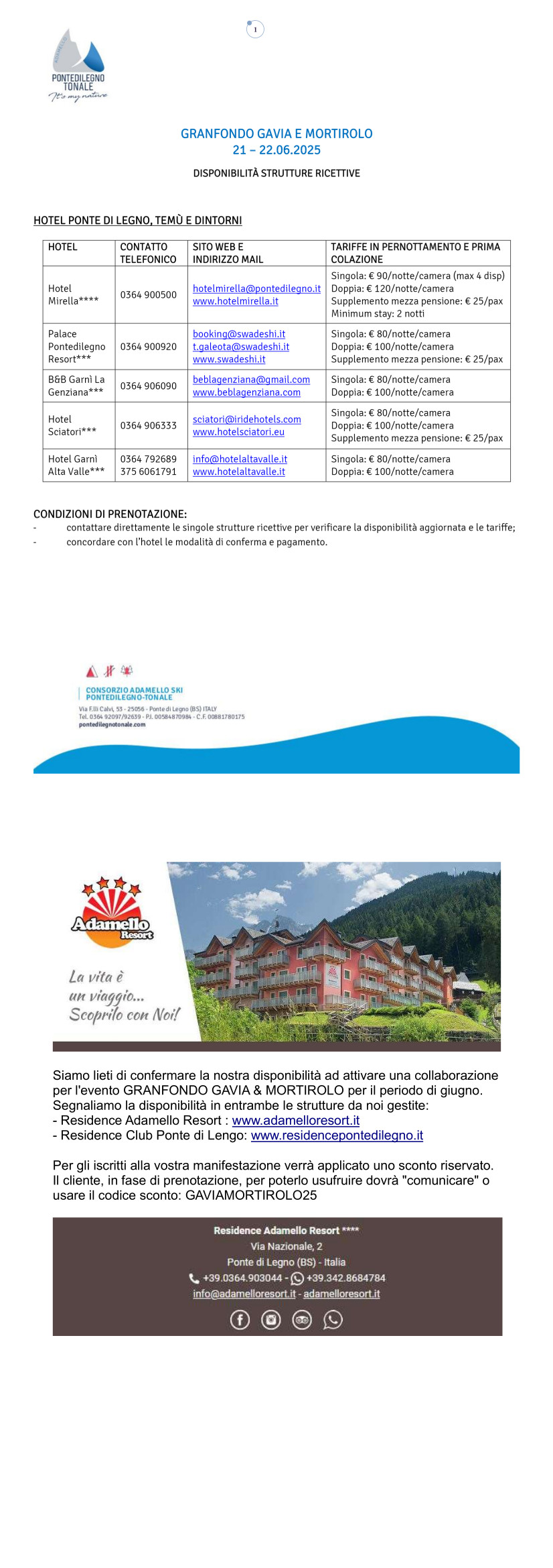 Granfondo Gavia e Mortirolo Convenzioni Hotel 2025